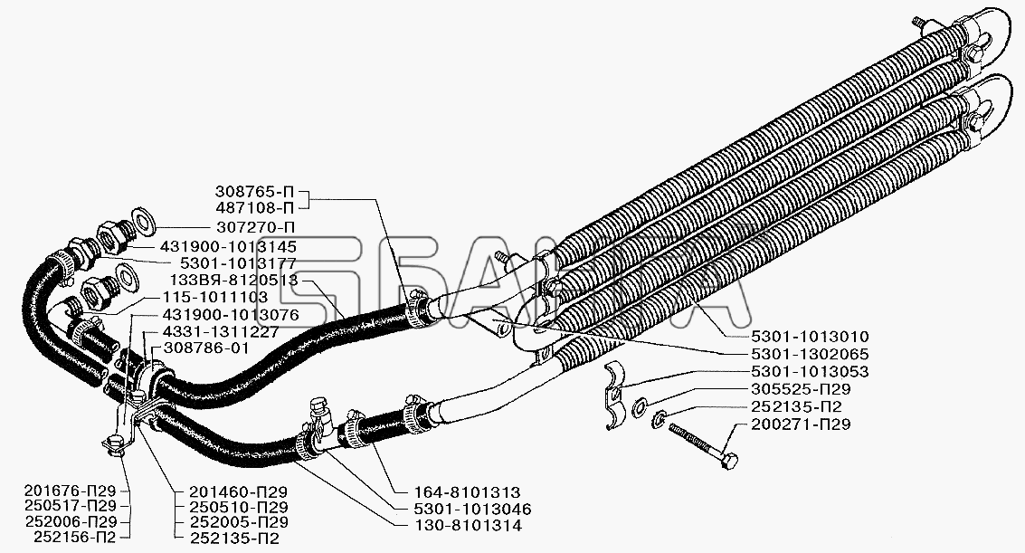 ЗИЛ ЗИЛ-5301 (2006) Схема Установка масляного радиатора дизеля